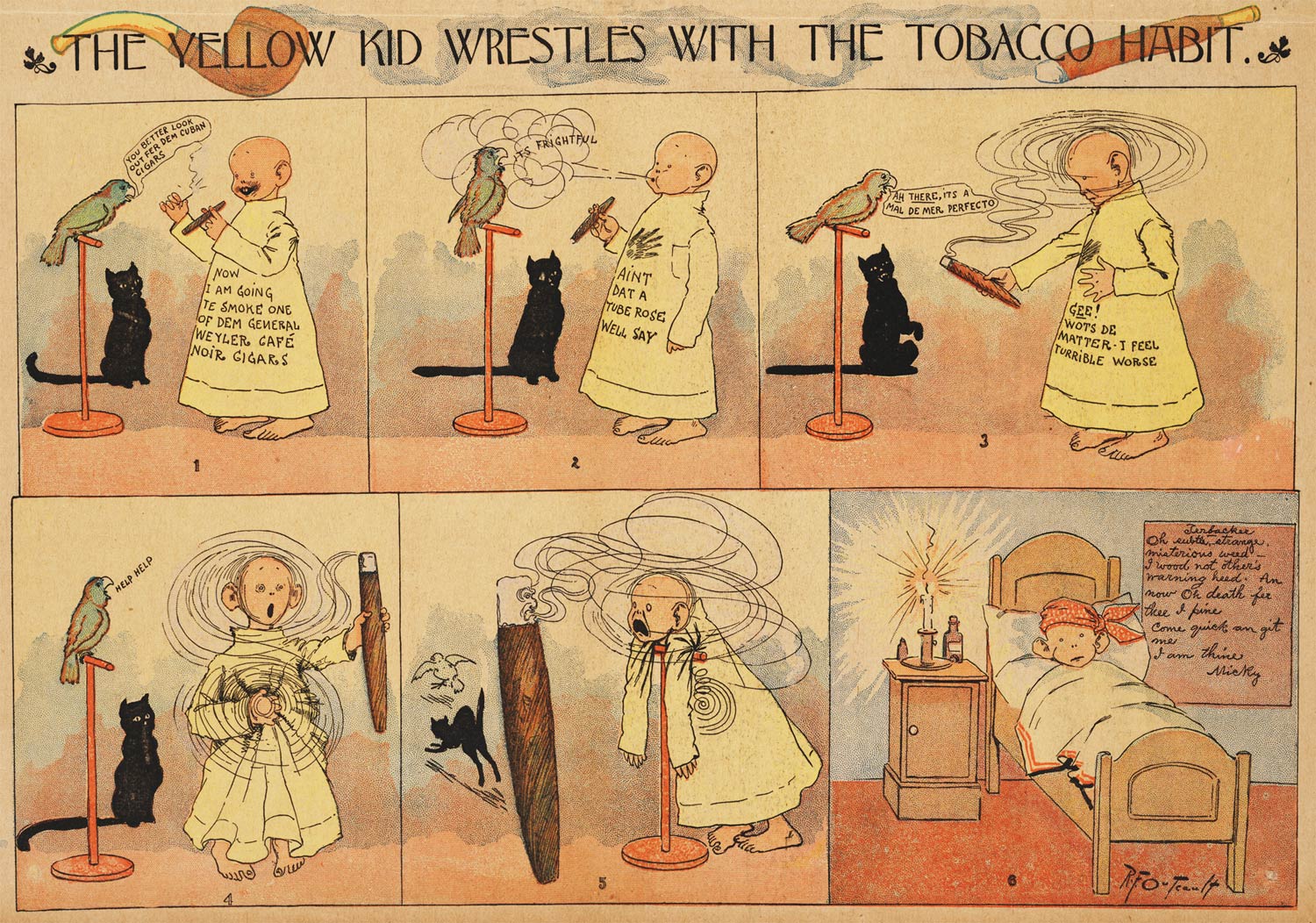 Multi-panel sequential Yellow Kid comic strip from 1896