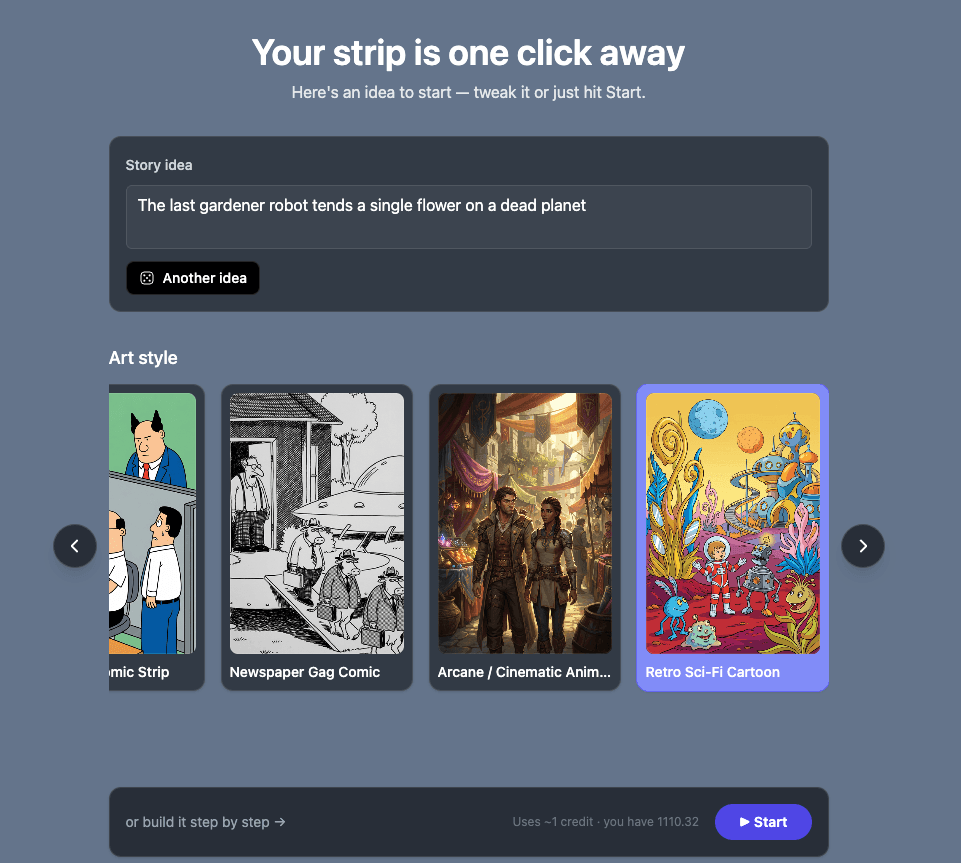 Introducing Quick Start: One Prompt, One Click, a Finished Comic Strip
