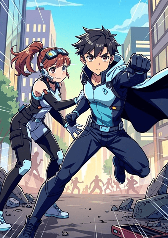 AI-generated comic panel example