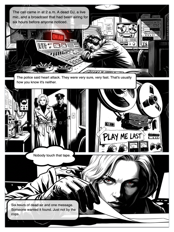 Free noir comic generated by AI in YarnSaga