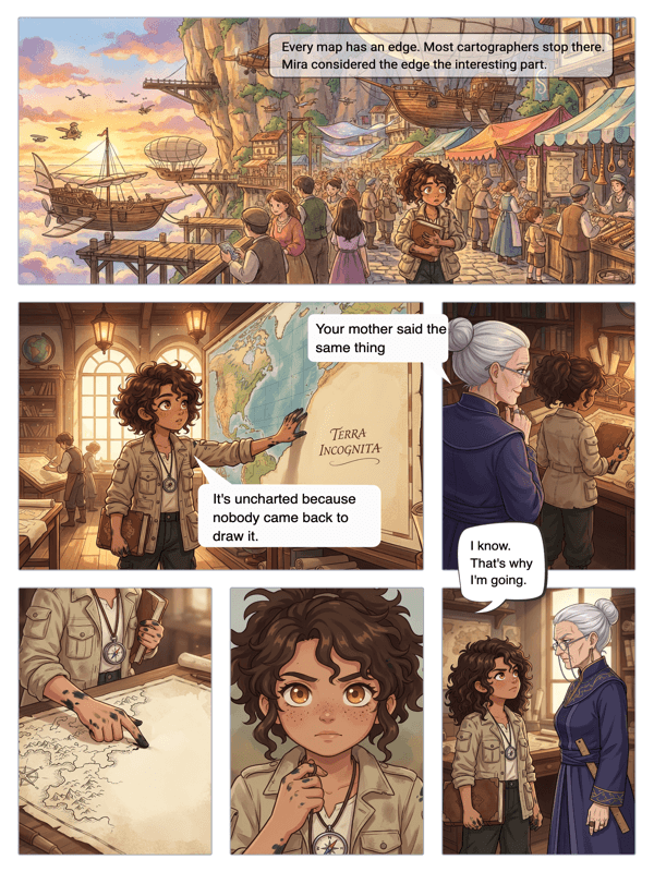 Full comic book spread generated with YarnSaga